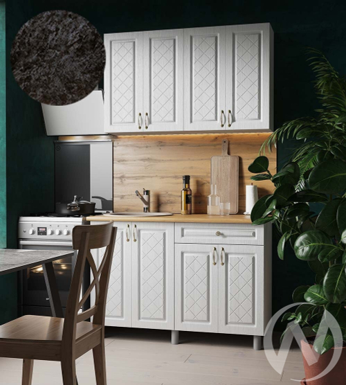 Кухня Вильма 1.2м (корпус белый/арктик; арктик) 26мм кастилло темный