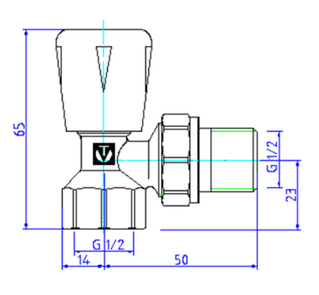 Клапан регулирующий Valtec 1/2" угловой ручной «мини» арт. VT.017.N.04 для радиаторов