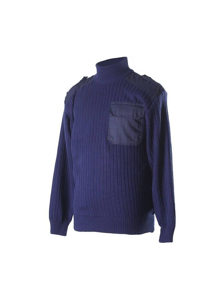 Свитер с накладками п/ш (синий, ворот с отворотом)