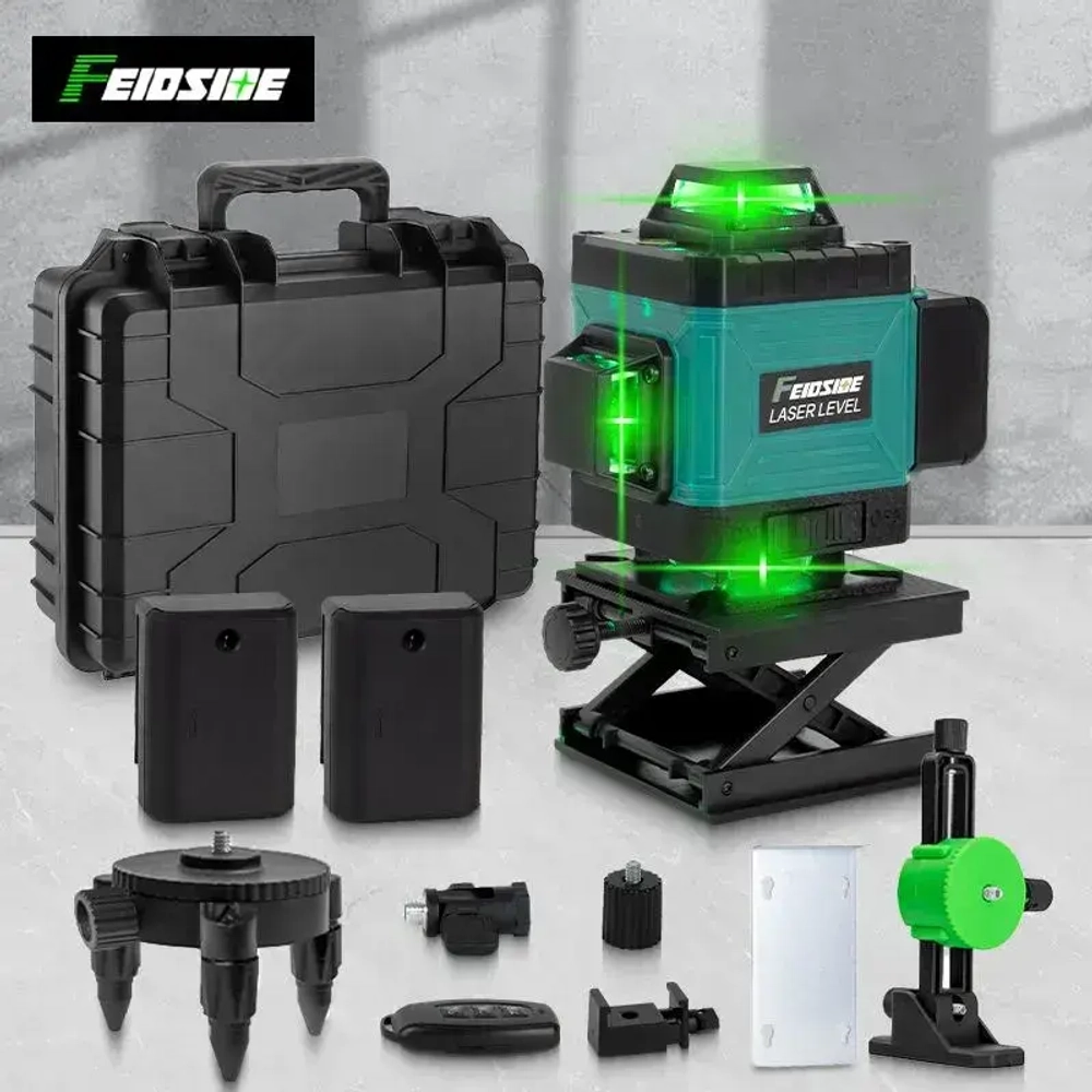 Лазерный уровень/уровень лазерный 360 градусов, 16 Линий, 2 Батарейки, зеленый луч
