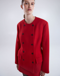Жакет двубортный приталенный из шерсти красный