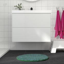 IKEA TOFTBO  (ИКЕА ТОФТБО)  -  Коврик для ванной комнаты, зеленый/синий, 55 см