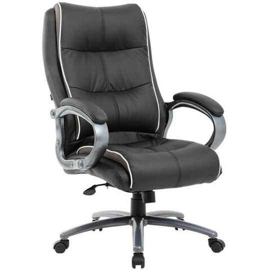 Кресло офисное BRABIX PREMIUM "Strong HD-009", НАГРУЗКА до 200, экокожа черная, ткань серая, 531945