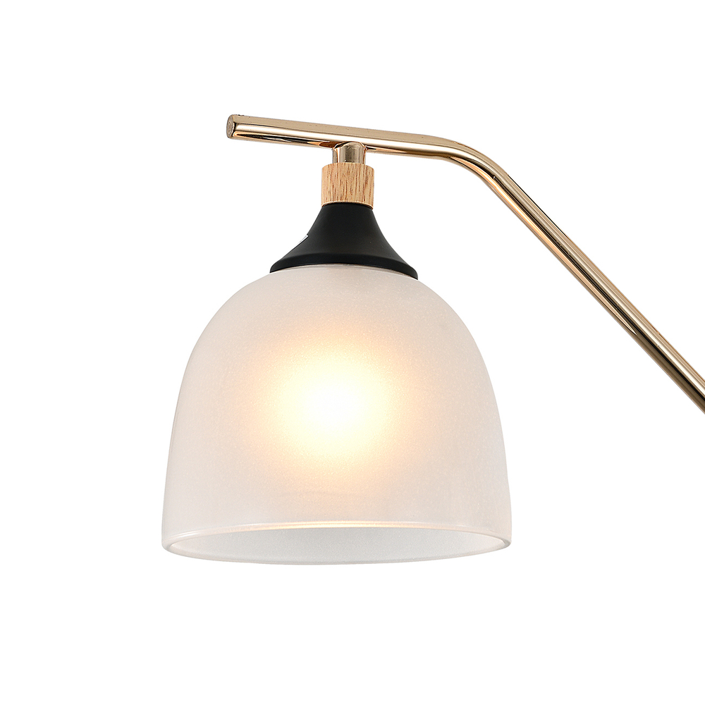 Люстра подвесная 3x40Вт E27, металл/стекло, черный/дерево, белый матовый плафон