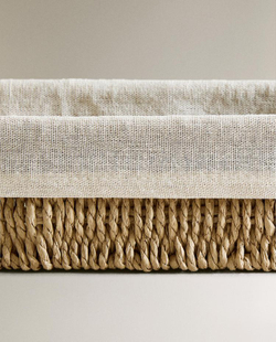 ZARA HOME ПРЯМОУГОЛЬНАЯ КОРЗИНА С ТЕКСТИЛЬНОЙ ПОДКЛАДКОЙ, СВЕТЛО-БЕЖЕВЫЙ