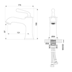 Смеситель для раковины WONZON & WOGHAND STEAM, Темный графит (WW-88139008-BGM)