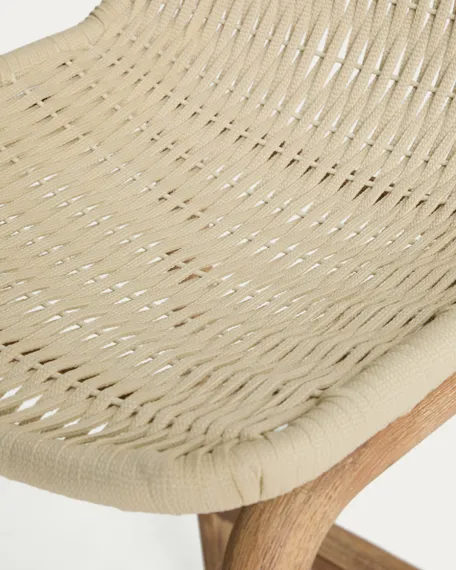 Уличный барный стул Alipa из акации и веревки цвета экрю, 75 см