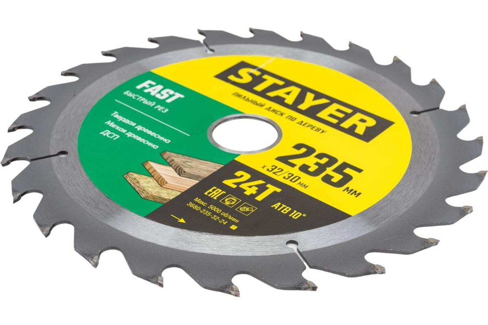 Диск пильный по дереву Быстрый рез (235x32/30 мм; 24T) Stayer 3680-235-32-24_z01