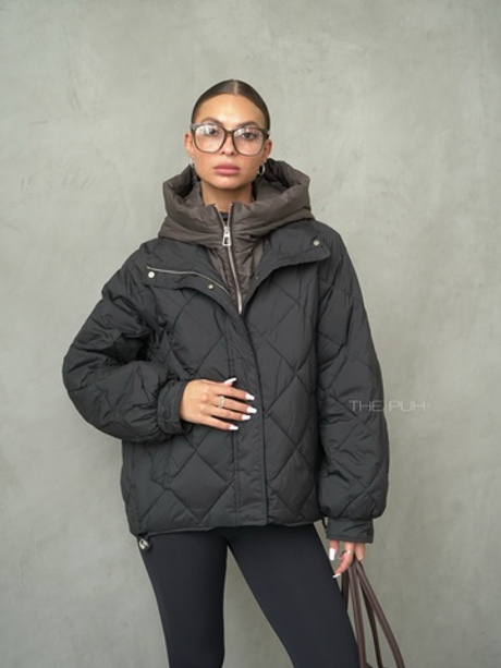 Черно-шоколадная куртка с манишкой