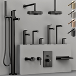 Смеситель для ванны Gessi Ingranaggio, напольный, с ручным душем, встраиваемый, цвет Black Metal Brushed PVD