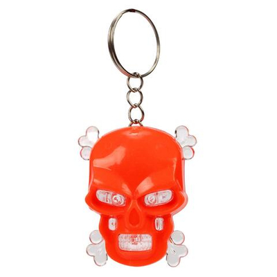 Фонарик пластиковый брелок череп 4 см, 4 цвета микс, с-30987