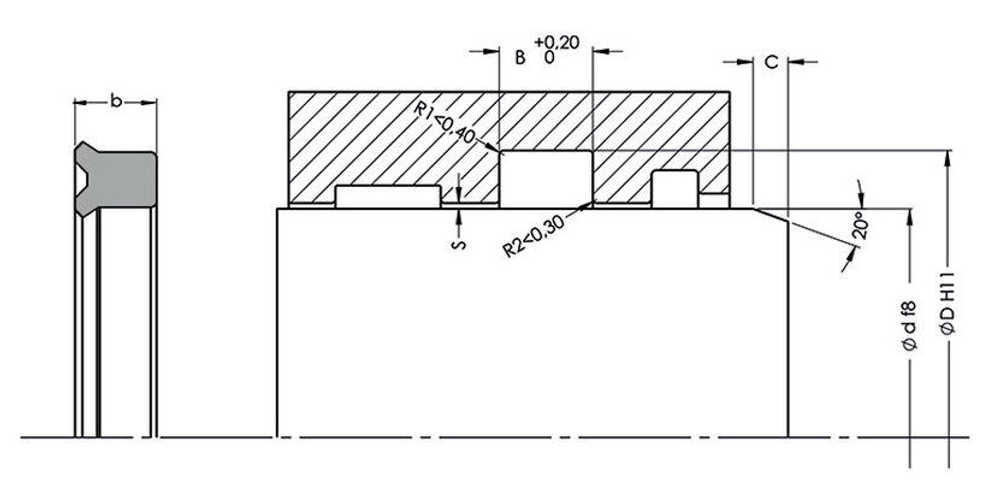 A158-050/4 PU U-образное штоковое уплотнение 62-50-8/9