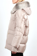 Куртка DIEGO M 805 жемчужная, капюшон кроликом