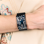 Браслет Fiore Luna на черном кожаном ремешке CB00100-4