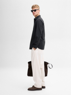 Massimo Dutti Рубашка из 100% хлопкового твила, темно-синий