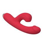 Красный силиконовый вибратор-кролик с вакуумным клиторальным отростком Secwell SW3015R