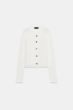 ZARA КАРДИГАН КРУПНОЙ ВЯЗКИ, ЭКРЮ