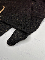 Костюмно-плательный смесовый твид с люрексом (Versace, 70%вискоза/10%люрекс/20%полиамид, Черный фон/золотые вспышки, 127, 476 гр/м2)