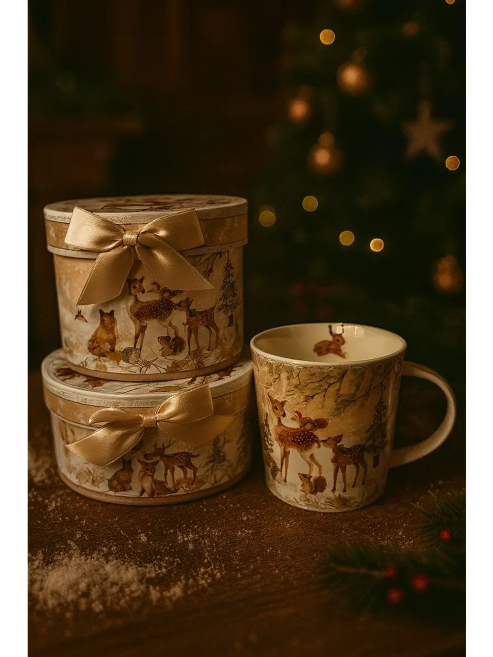 Новогодний подарочный кружка с изображением зверушек
