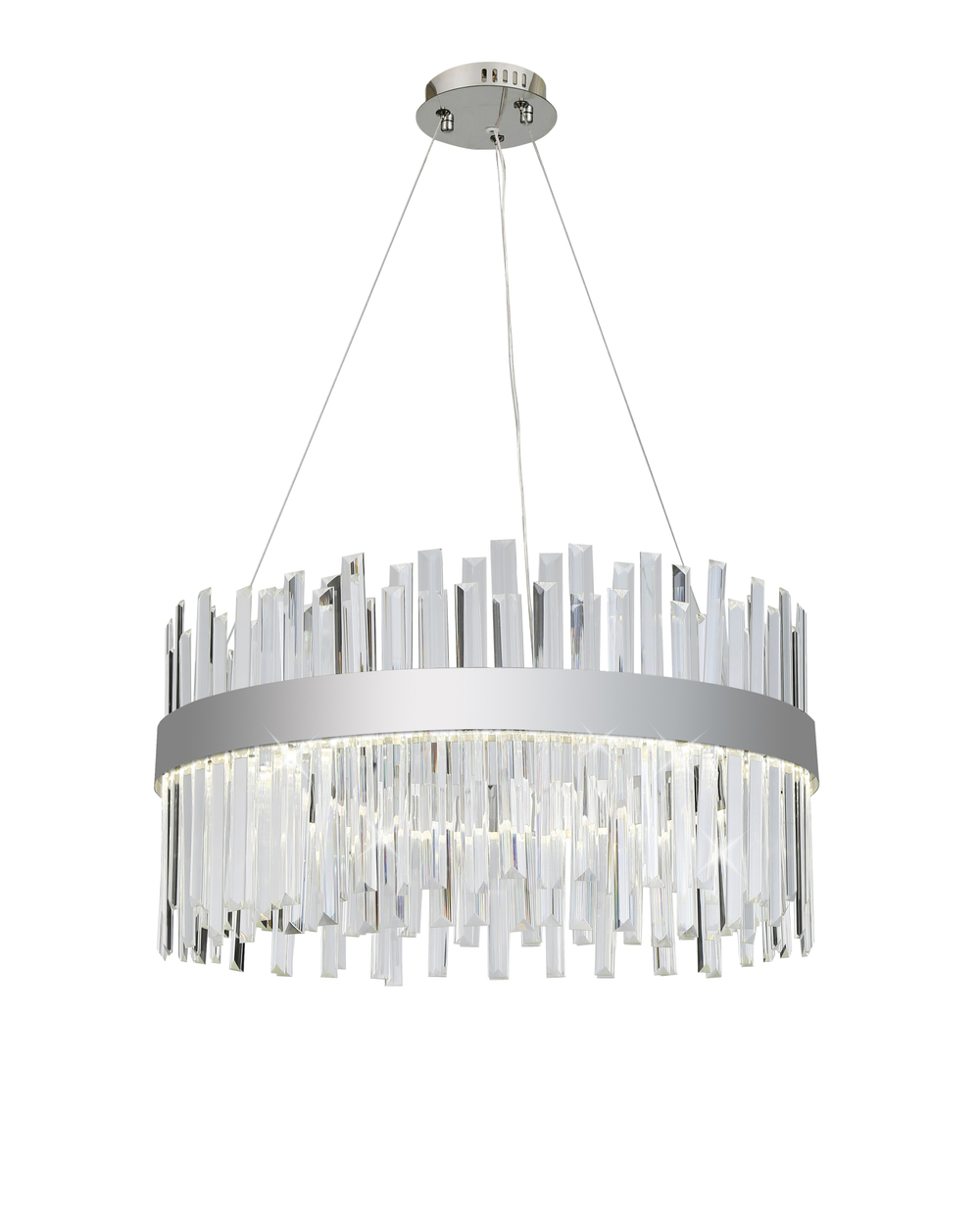 Подвесная светодиодная люстра с хрусталем TR5009 CH/CL хром/прозрачный 70W 3000K/4200K/6400K D600*1010 (Без ПДУ)