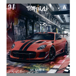 Тетрадь 48л., А5, клетка, Alingar "Car", скрепка, мелованый картон ( стандарт), блок офсет, 5 дизайнов в пленке т/у