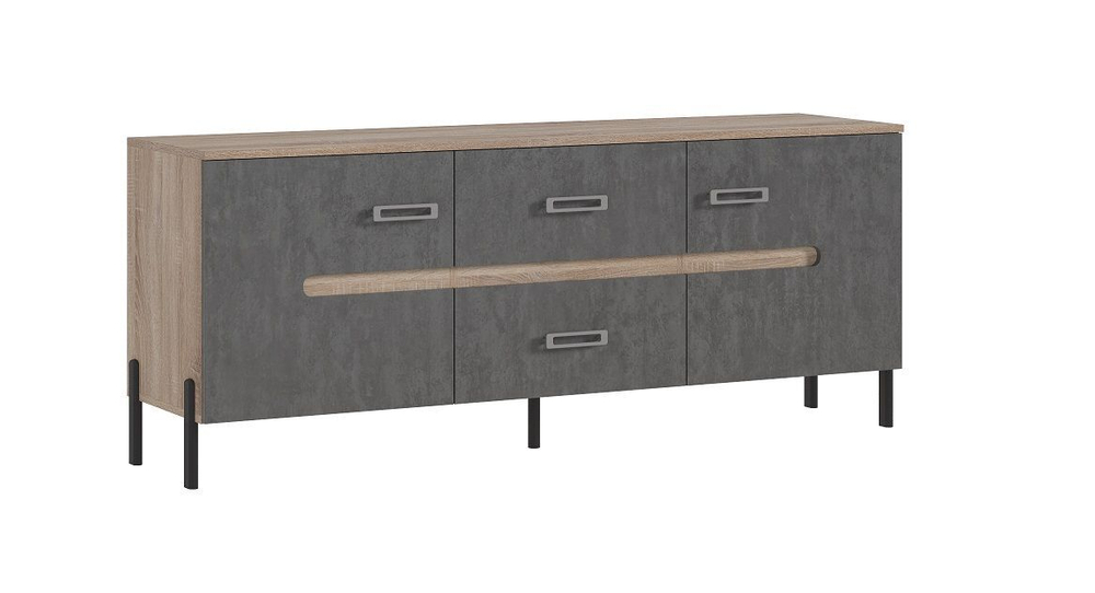 Тумба под телевизор напольная Металл сонома/Бетон графит 160х42х65