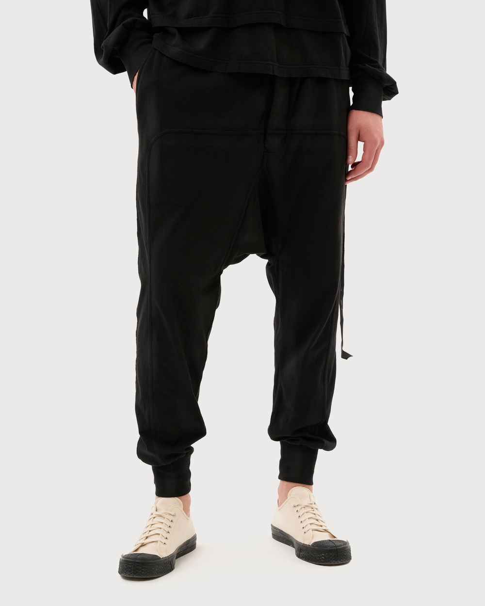 RICK OWENS DRKSHDW БРЮКИ ЧЕРНЫЕ HOLLYWOOD PRISONER DRAWSTRING