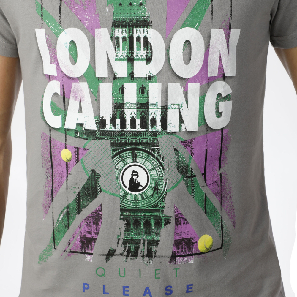 Мужское теннисное поло Quiet Please London Calling T-Shirt Men - Grey, Multicoloured
