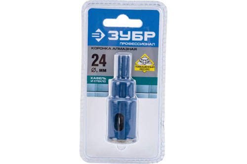 Сверло ЭКСПЕРТ алмазное трубчатое (P60; 24 мм) по кафелю Зубр 29850-24