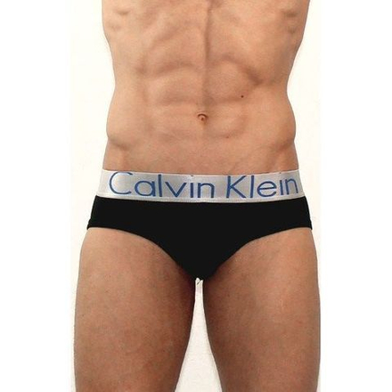 Мужские трусы брифы черные с синими буквами Calvin Klein Black