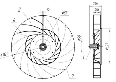 Рабочее колесо вентилятора дутьевого ВДН-11.2