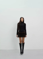 Платье с мехом, Коричневое