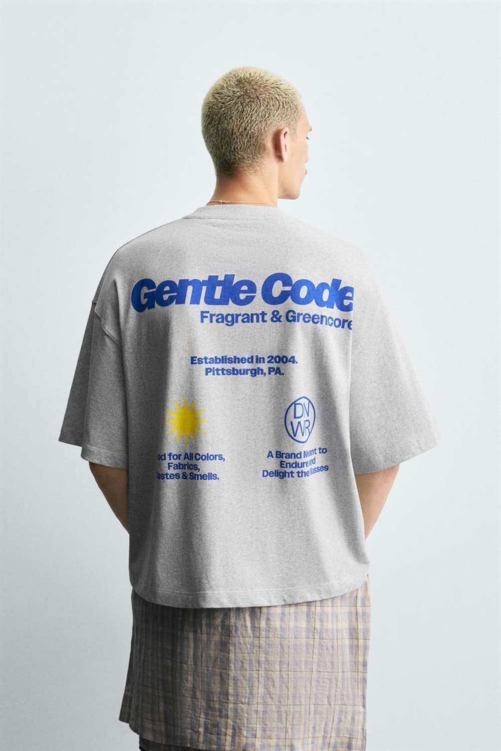 ZARA ФУТБОЛКА С КОМБИНИРОВАННЫМ ПРИНТОМ СОЛНЦА, СЕРЫЙ МЕЛАНЖ