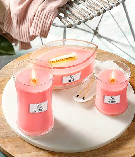 Дыня и розовый кварц, ароматическая свеча эллипс, WoodWick