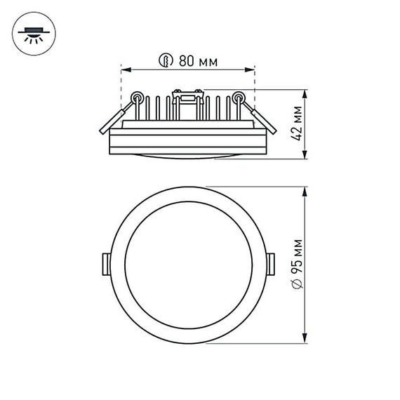 Встраиваемый светодиодный светильник Arlight LTD-95SOL-10W Warm White 017985