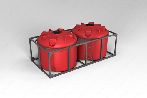 Емкость пищевая в обрешетке ЭкоПром КАС TR х 2 шт 4500 л. вертикальная (421x215x178см;красный) - арт.555722