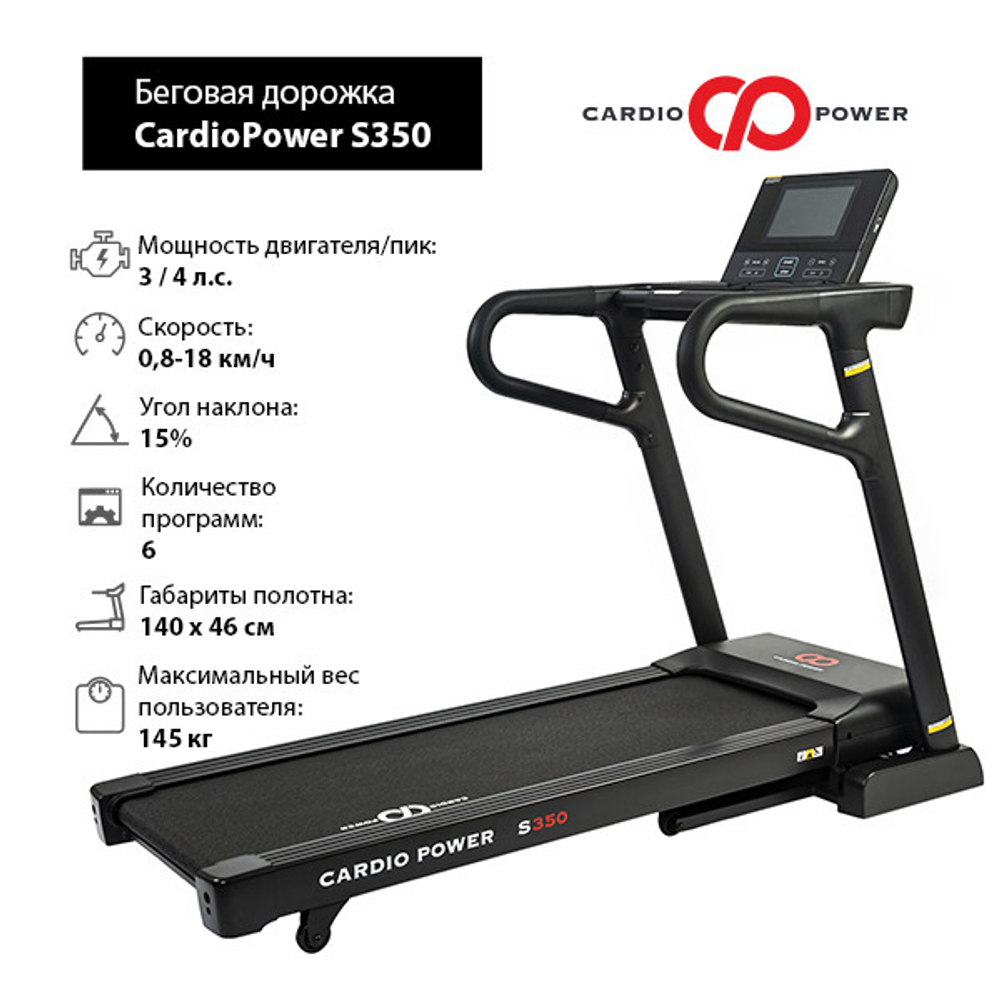 Беговая дорожка CardioPower S350 электрическая, складная для дома.