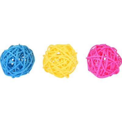 Игрушка для грызунов, мячики - 3шт, 3,5 см, желтый, фуксия, синий, Flamingo