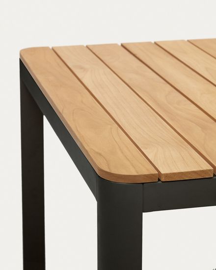 Bona Уличный стол из алюминия в черной отделке и тикового дерева 200 x 100 см Испания La Forma
