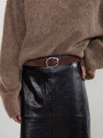 БАЗОВЫЙ РЕМЕНЬ С МЯТОЙ ПРЯЖКОЙ ЗАМША ТЕМНЫЙ ШОКОЛАД