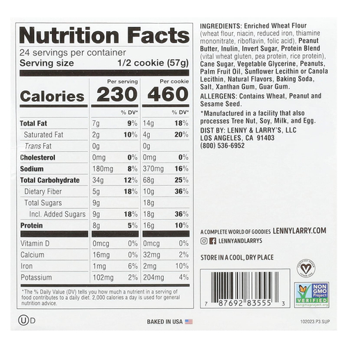 Lenny & Larry's, The Complete Cookie®, арахисовая паста, 12 видов печенья, 113 г (4 унции)
