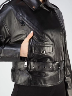 Кожаная куртка демисезонная косуха оверсайз