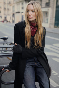 ZARA КОРОТКИЕ ТРИКОТАЖНЫЕ МИТЕНКИ, АНТРАЦИТОВО-СЕРЫЙ