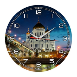 Часы на стену "Храм Христа Спасителя и огни Москвы" (0 / Рос. размер 1)