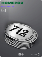 Номерок на дверь квартиры 712, для кабинета, офиса, шильдик 9 х 7 см, серебристый, Айдентика Технолоджи