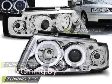 Передние фары VW Passat B5 angel eyes chrome