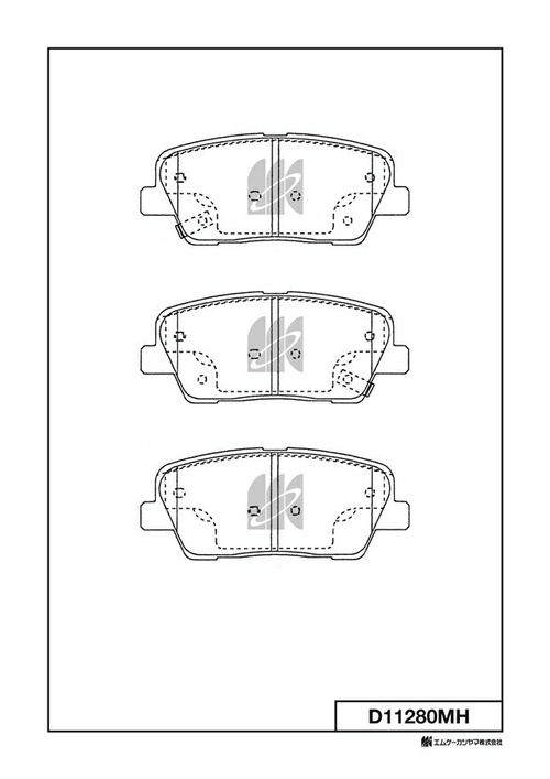 Дисковые тормозные колодки KASHIYAMA (противоскрипная пластина в компл.) D11280MH
