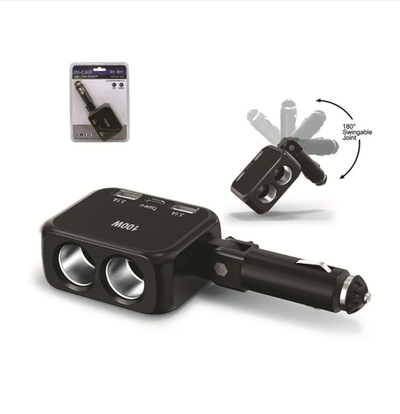 Разветвитель авто IN-CAR 1655 (2USB+Type-C/2розетки)