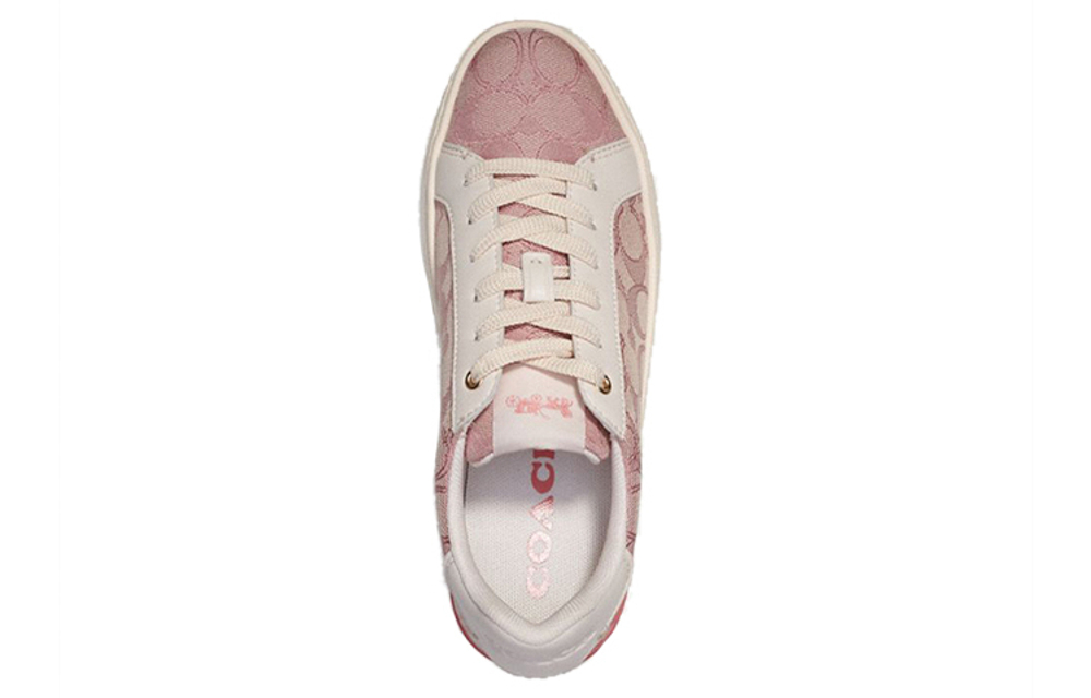 COACH Clip Fabric round toe low-cut fashion sneakers women's pink