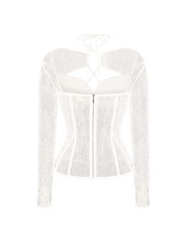 Tоп корсетного типа из кружева с рукавами